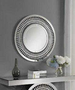 Mirror-wall-glamour-round-with-decorative-transparent-frame-silver