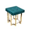 STAINLESS STEEL PUFA gold profiles, glossy frame, green upholstery