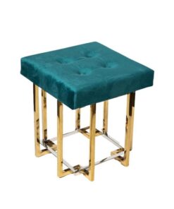 STAINLESS STEEL PUFA gold profiles, glossy frame, green upholstery