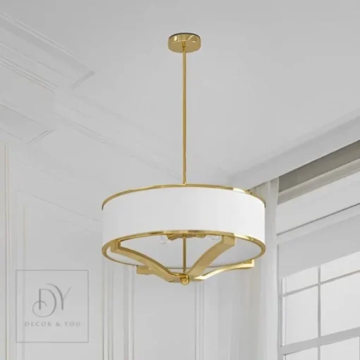 GERDO GOLD PENDING LAMBER gold fixture white lamp shade glamour style