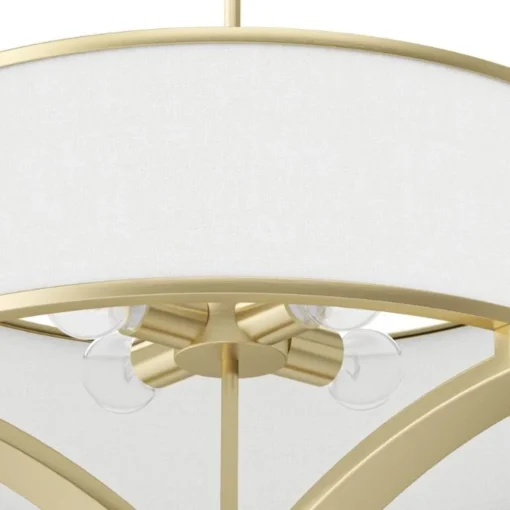 GERDO OLD GOLD PENDING LAMP gold fixture white lampshade glamour style