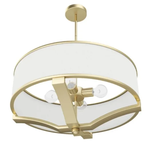 GERDO OLD GOLD PENDING LAMPS gold fixture white lamp shade glamour style decorative.