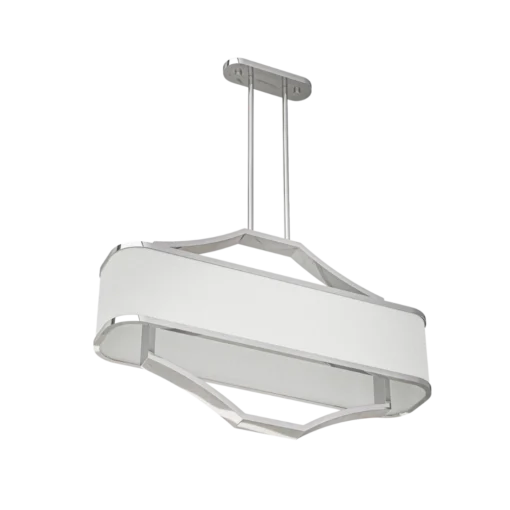 GERDO OVALE CROMO PENDING LAMP silver fixture white lamp shade glamour style decorative.