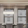 PENDING LAMP-GERDO-OVALE-CROMO-silver-framed-white-abasement-styling-glamour-beautiful