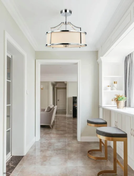 STANZA CROMO S pendant lamp silver fixture white lampshade modern exclusive