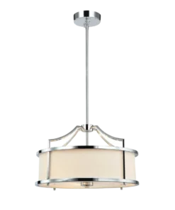 STANZA CROMO S pendant lamp silver fixture white lampshade modern glamour