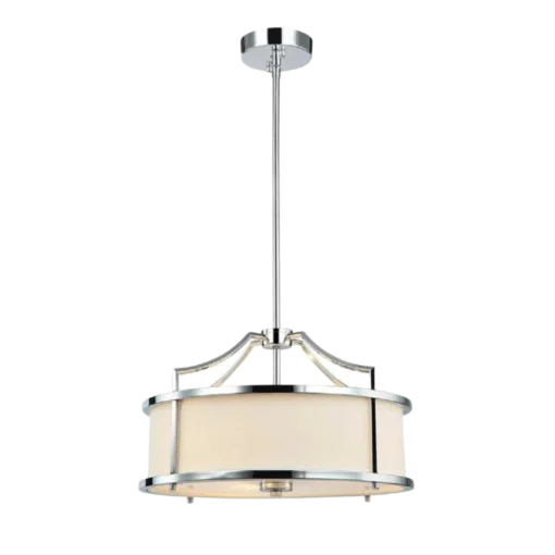 STANZA CROMO S pendant lamp silver fixture white lampshade modern glamour