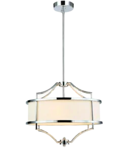 STESSO CROMO S pendant light silver fixture white lampshade modern decorative.