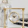 STANDING CLOCK in gold aluminum and glass classic glamour quartz clock