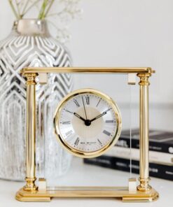 STANDING CLOCK in gold aluminum and glass classic glamour quartz clock
