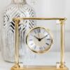 STANDING CLOCK in gold aluminum and glass classic for fireplace.