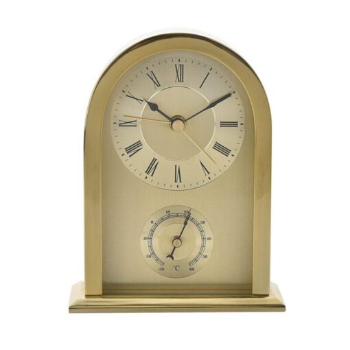 STANDING CLOCK gold metal with thermometer classic elegant