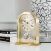 STANDING CLOCK gold metal with thermometer classic subtle accurate