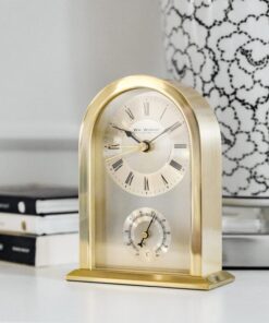 STANDING CLOCK gold metal with thermometer classic subtle accurate