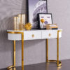 Console-stainless-steel-gold-oval-top-in-glamour-style