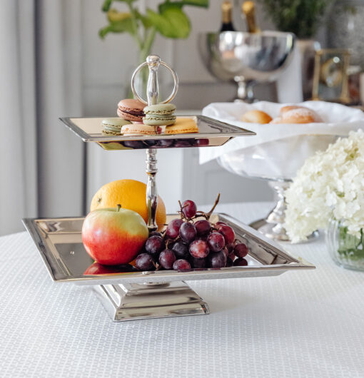 Metal silver two-tier PATTERN classic, exclusive