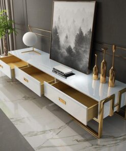 RTV BOARD white rectangular gold finish glamour style modern design