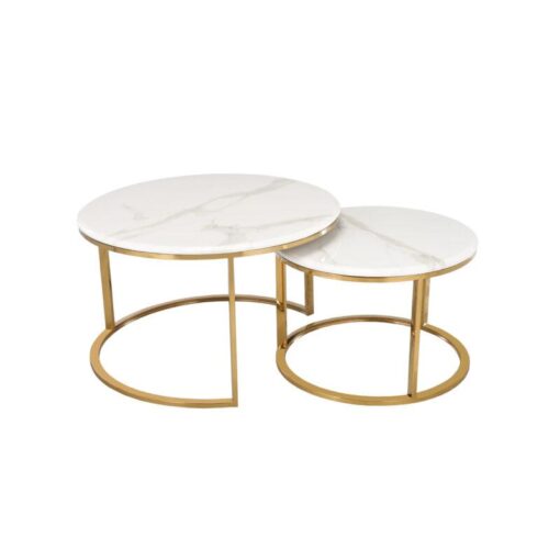 TABLE SET-Marble-top-gold-base-styling-glamour-salon