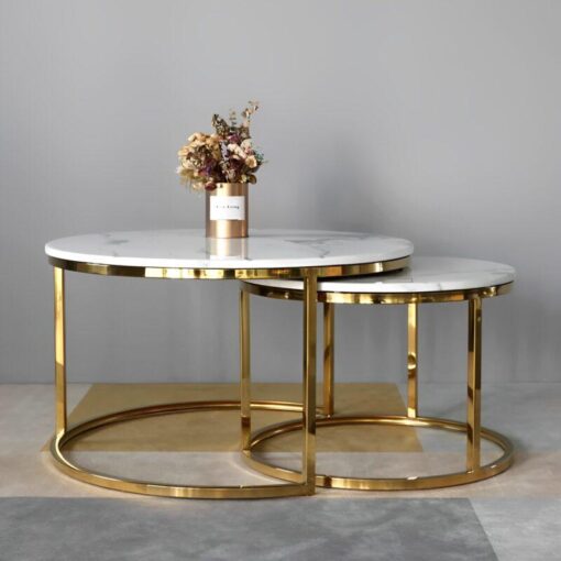 TABLE SET-marble-top-gold-base-styling-glamour