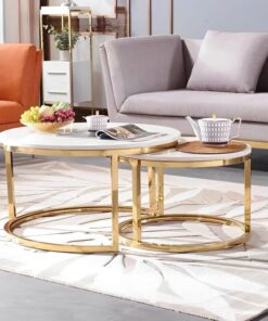 TABLE SET-marble-top-gold-base-styling-glamour-salon