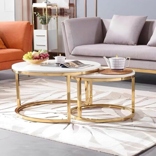 TABLE SET-marble-top-gold-base-styling-glamour-salon