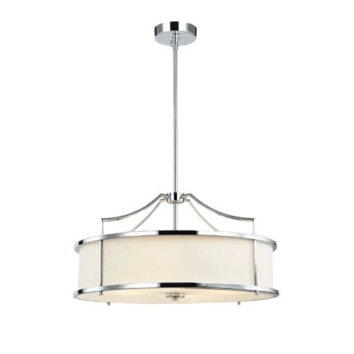 STANZA CROMO M PENDING LAMP silver luminaire white lampshade modern glamour.