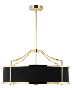 STANZA GOLD NERO M PENDING LAMP gold fitting black shade modern glamour.