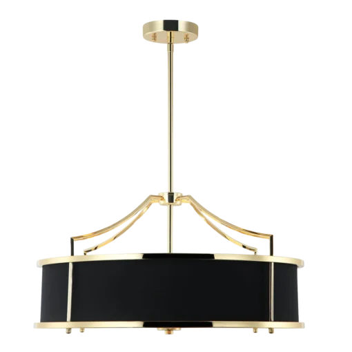 STANZA GOLD NERO M PENDING LAMP gold fitting black shade modern glamour.