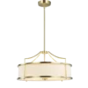 STANZA OLD GOLD M PENDING LAMP gold fixture white lampshade modern glamour.