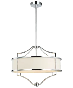 STESSO CROMO M PENDING LAMP silver fixture white lampshade modern exclusive