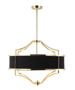 STESSO GOLD NERO M PENDING LAMP gold fitting black shade modern glamour.