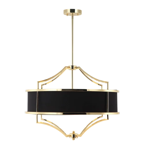 STESSO GOLD NERO M PENDING LAMP gold fitting black shade modern glamour.