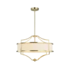 STESSO OLD GOLD M PENDING LAMPS gold fixture white lamp shade modern glamour.