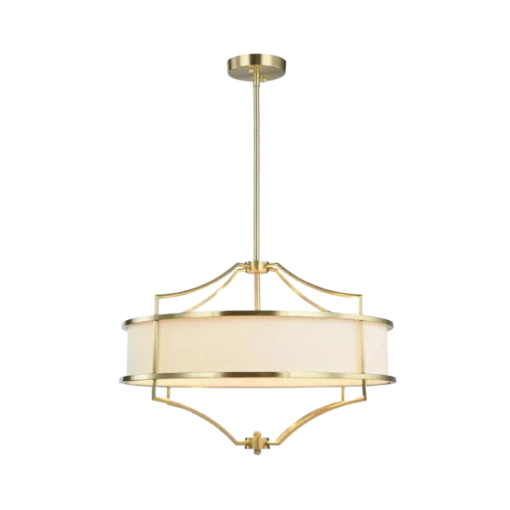 STESSO OLD GOLD M PENDING LAMPS gold fixture white lamp shade modern glamour.