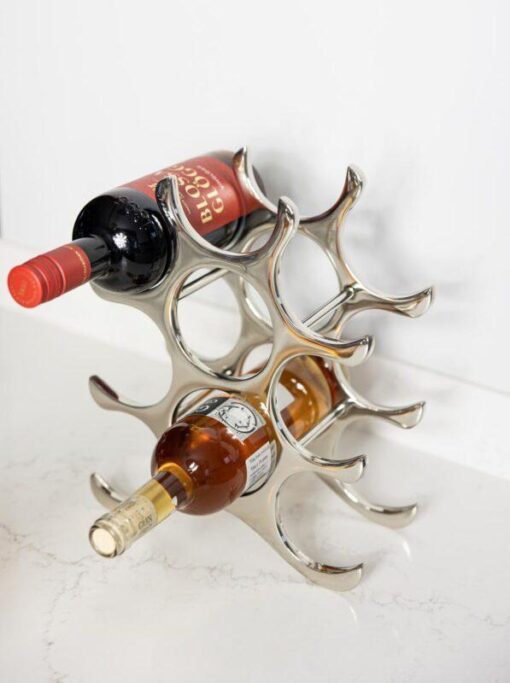 WINE RACK-silver-nickel-for-9-bottles-modern