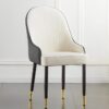 Upholstered chair-white-leather-black-back-gold-legs-glamour-style- 48x54x105