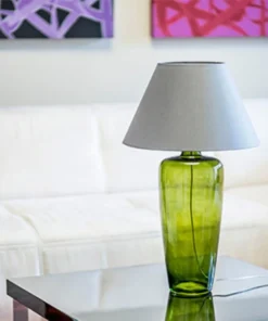 4concepts Bilbao Table Lamp Transparent Green Glamour Grey Lampshade