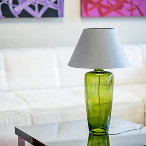 4concepts Bilbao Table Lamp Transparent Green Glamour Grey Lampshade