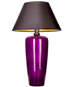 4concepts Bilbao Table Lamp Transparent Purple Glass Black Lampshade