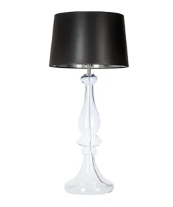 4concepts Louvre Table Lamp Transparent Beautiful Black and Silver Lampshade.