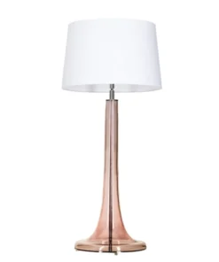 4concepts table lamp Lausanne Transparent Copper Glamour White lampshade