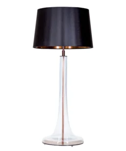 4concepts table lamp Lausanne Transparent Glass Black Lampshade