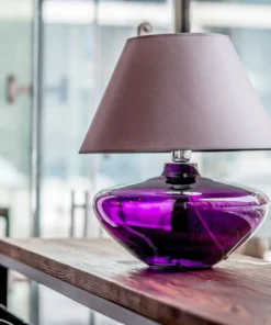 4concepts Madrid Table Lamp Purple Exclusive Grey Lampshade