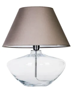 4concepts Madrid Table Lamp Transparent Glass Grey Lampshade