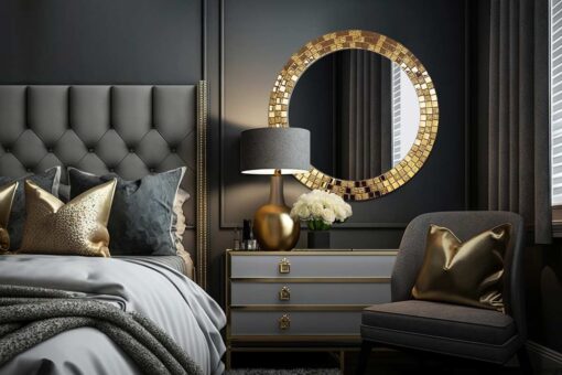Mirror-Wall-Mounted-Aurea-Gold-Round-Refined-Over-Chamber Mirror