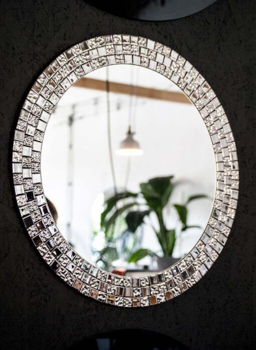 Mirror-Wall-Mounted-Aurea-Silver-Round-Glass-Mosaic-Bedroom