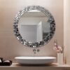 Mirror-Wall-Mounted-Aurea-Silver-Round-Glass-Mosaic-Shiny