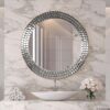 Mirror-Wall-Mounted-Aurora-Silver-Round-Frame-Z-Mosaic-Bathroom Mirror