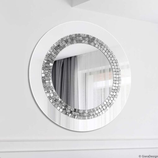 Mirror-Wall-Mounted-Glamour-White-Round-Luxury-Silver-Mosaic