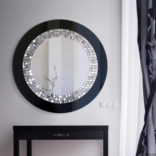 Mirror-Wall-Mirror-Glamour-Black-Round-Elegant-For-Hallway